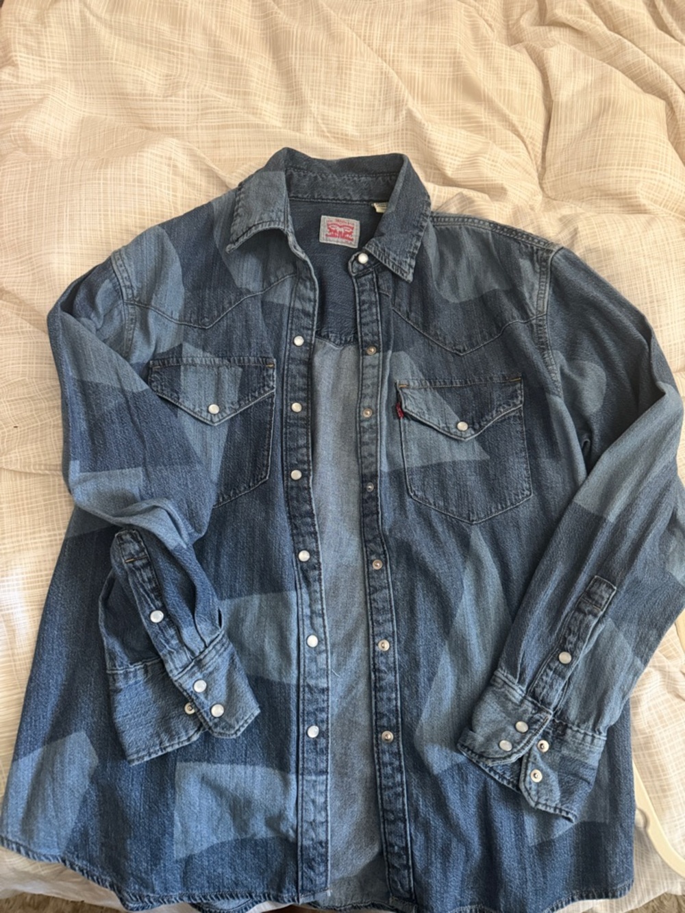 Levi's Two-Tone Blue Patchwork Denim Western Shirt